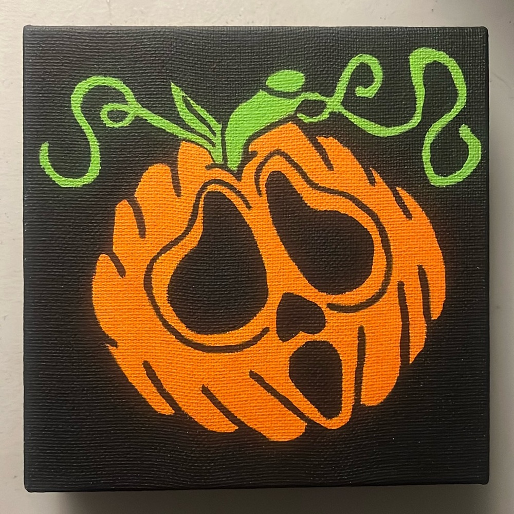 Canvas Painting Spooky Pumpkin